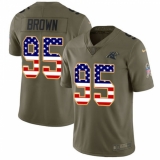 Youth Carolina Panthers #95 Derrick Brown Olive USA Flag Stitched NFL Limited 2017 Salute To Service Jersey