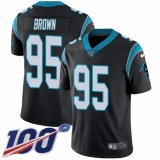 Youth Carolina Panthers #95 Derrick Brown Black Team Color Stitched NFL 100th Season Vapor Untouchable Limited Jersey