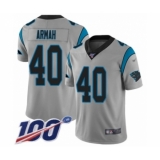 Men's Carolina Panthers #40 Alex Armah Silver Inverted Legend Limited 100th Season Football Jersey