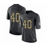 Men's Carolina Panthers #40 Alex Armah Limited Black 2016 Salute to Service Football Jersey