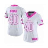 Women's Carolina Panthers #40 Alex Armah Limited White Pink Rush Fashion Football Jersey