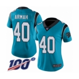 Women's Carolina Panthers #40 Alex Armah Limited Blue Rush Vapor Untouchable 100th Season Football Jersey