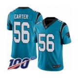 Men's Carolina Panthers #56 Jermaine Carter Limited Blue Rush Vapor Untouchable 100th Season Football Jersey