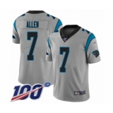 Men's Carolina Panthers #7 Kyle Allen Silver Inverted Legend Limited 100th Season Football Jersey