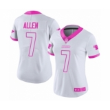 Women's Carolina Panthers #7 Kyle Allen Limited White Pink Rush Fashion Football Jersey