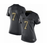 Women's Carolina Panthers #7 Kyle Allen Limited Black 2016 Salute to Service Football Jersey