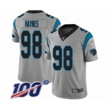 Men's Carolina Panthers #98 Marquis Haynes Silver Inverted Legend Limited 100th Season Football Jersey