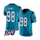 Men's Carolina Panthers #98 Marquis Haynes Blue Alternate Vapor Untouchable Limited Player 100th Season Football Jersey