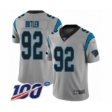 Men's Carolina Panthers #92 Vernon Butler Silver Inverted Legend Limited 100th Season Football Jersey