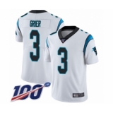 Men's Carolina Panthers #3 Will Grier White Vapor Untouchable Limited Player 100th Season Football Jersey