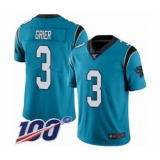 Men's Carolina Panthers #3 Will Grier Limited Blue Rush Vapor Untouchable 100th Season Football Jersey