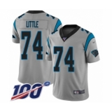 Youth Carolina Panthers #74 Greg Little Silver Inverted Legend Limited 100th Season Football Jersey