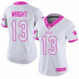Women's Nike Carolina Panthers #13 Jarius Wright Limited White/Pink Rush Fashion NFL Jersey