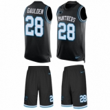 Men's Nike Carolina Panthers #28 Rashaan Gaulden Limited Black Tank Top Suit NFL Jersey