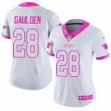 Women's Nike Carolina Panthers #28 Rashaan Gaulden Limited White/Pink Rush Fashion NFL Jersey