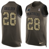 Men's Nike Carolina Panthers #28 Rashaan Gaulden Limited Green Salute to Service Tank Top NFL Jersey
