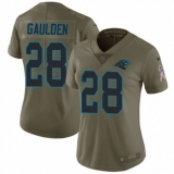Women's Nike Carolina Panthers #28 Rashaan Gaulden Limited Olive 2017 Salute to Service NFL Jersey