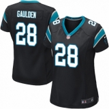 Women's Nike Carolina Panthers #28 Rashaan Gaulden Game Black Team Color NFL Jersey