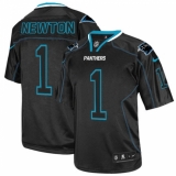 Youth Nike Carolina Panthers #1 Cam Newton Elite Lights Out Black NFL Jersey
