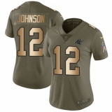 Women's Nike Carolina Panthers #12 Charles Johnson Limited Olive/Gold 2017 Salute to Service NFL Jersey