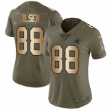 Women's Nike Carolina Panthers #88 Greg Olsen Limited Olive/Gold 2017 Salute to Service NFL Jersey