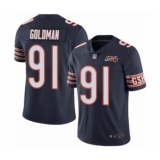 Men's Chicago Bears #91 Eddie Goldman Navy Blue Team Color 100th Season Limited Football Jersey