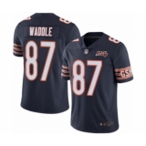 Men's Chicago Bears #87 Tom Waddle Navy Blue Team Color 100th Season Limited Football Jersey