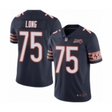 Men's Chicago Bears #75 Kyle Long Navy Blue Team Color 100th Season Limited Football Jersey