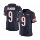 Men's Chicago Bears #9 Jim McMahon Navy Blue Team Color 100th Season Limited Football Jersey