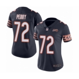 Women's Chicago Bears #72 William Perry Navy Blue Team Color 100th Season Limited Football Jersey