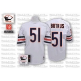 Mitchell and Ness Chicago Bears #51 Dick Butkus White Authentic Throwback NFL Jersey