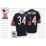 Mitchell and Ness Chicago Bears #34 Walter Payton Blue Team Color Big Number With Bear Patch Authentic Throwback NFL Jersey
