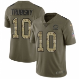 Youth Nike Chicago Bears #10 Mitchell Trubisky Limited Olive/Camo Salute to Service NFL Jersey