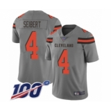 Youth Cleveland Browns #4 Austin Seibert Limited Gray Inverted Legend 100th Season Football Jersey