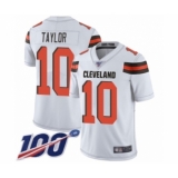 Men's Cleveland Browns #10 Taywan Taylor White Vapor Untouchable Limited Player 100th Season Football Jersey