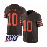 Men's Cleveland Browns #10 Taywan Taylor Limited Brown Rush Vapor Untouchable 100th Season Football Jersey