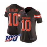 Women's Cleveland Browns #10 Taywan Taylor Brown Team Color Vapor Untouchable Limited Player 100th Season Football Jersey