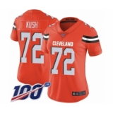 Women's Cleveland Browns #72 Eric Kush Orange Alternate Vapor Untouchable Limited Player 100th Season Football Jersey