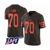 Men's Cleveland Browns #70 Kendall Lamm Limited Brown Rush Vapor Untouchable 100th Season Football Jersey