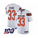 Men's Cleveland Browns #33 Sheldrick Redwine White Vapor Untouchable Limited Player 100th Season Football Jersey