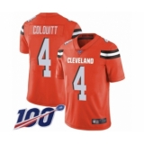 Men's Cleveland Browns #4 Britton Colquitt Orange Alternate Vapor Untouchable Limited Player 100th Season Football Jersey