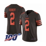 Men's Cleveland Browns #2 Austin Seibert Limited Brown Rush Vapor Untouchable 100th Season Football Jersey