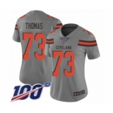 Women's Cleveland Browns #73 Joe Thomas Limited Gray Inverted Legend 100th Season Football Jersey