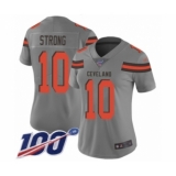 Women's Cleveland Browns #10 Jaelen Strong Limited Gray Inverted Legend 100th Season Football Jersey