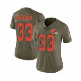 Women's Cleveland Browns #33 Sheldrick Redwine Limited Olive 2017 Salute to Service Football Jersey