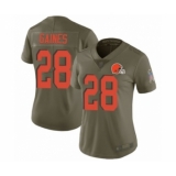 Women's Cleveland Browns #28 Phillip Gaines Limited Olive 2017 Salute to Service Football Jersey