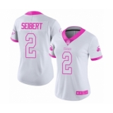 Women's Cleveland Browns #2 Austin Seibert Limited White Pink Rush Fashion Football Jersey