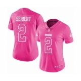 Women's Cleveland Browns #2 Austin Seibert Limited Pink Rush Fashion Football Jersey