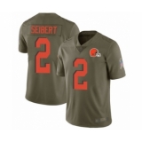 Youth Cleveland Browns #2 Austin Seibert Limited Olive 2017 Salute to Service Football Jersey