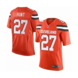 Men's Cleveland Browns #27 Kareem Hunt Elite Orange Alternate Football Jersey